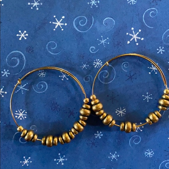 Earrings; Gold; Beaded; Hoop; Pierced; Earrings - Picture 2 of 6